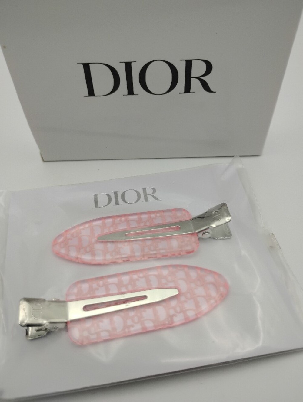 Dior Pink Logo Hair Clip Set BRAND NEW IN THE BOX